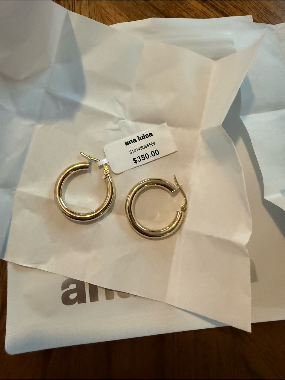 NWT Ana Luisa Solid Gold Medium Hoops